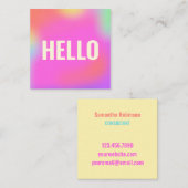 Farbenfrohe Rosa Regenbogen Hallo Glanz Fett Schri Quadratische Visitenkarte (Vorne/Hinten)