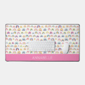 Farbenfrohe Rosa Regenbogen Personalisiert Vorname Schreibtischunterlage (Tastatur & Maus)