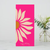 Farbenfrohe rosa Retro Floral Happy Birthday Card (Stehend Vorderseite)
