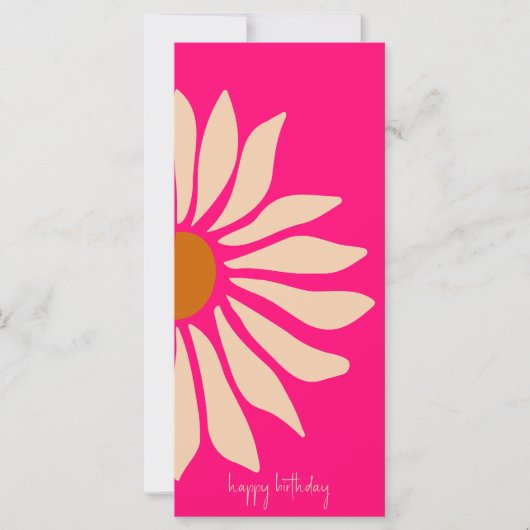 Farbenfrohe rosa Retro Floral Happy Birthday Card (Vorderseite)