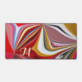 Farbenfrohe rosa rote Goldmonogramm Flüssigkeit Ab Schreibtischunterlage (Vorderseite)