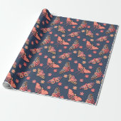 Farbenfrohe rosa, spitzenfarbene Motten und Blume  Geschenkpapier (Ungerollt)