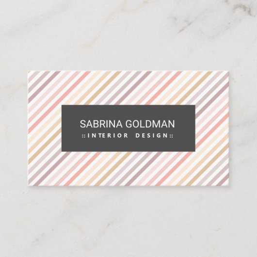 Farbenfrohe rosa Streifen Pastellfarben QR CODE Visitenkarte (Vorderseite)