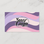 Farbenfrohe, rosa Streifen QR-Code Visitenkarte (Rückseite)