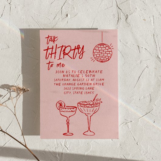 Farbenfrohe Rosa Talkshow Dreißig Gezeichnet 30. G Einladung