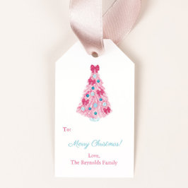 Farbenfrohe Rosa und Aqua Frohe Weihnachten Geschenkanhänger