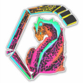 Farbenfrohe rosa und blaue Geparde mit Mohawk Aufkleber (Vorderseite)