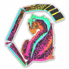 Farbenfrohe rosa und blaue Geparde mit Mohawk Aufkleber