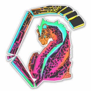 Farbenfrohe rosa und blaue Geparde mit Mohawk Aufkleber
