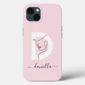 Farbenfrohe Rosa und Frauen Kontur Monogramm Case-Mate iPhone Hülle (Rückseite)