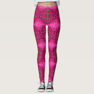 Farbenfrohe rosa und grüne Abstrakte Muster Leggings