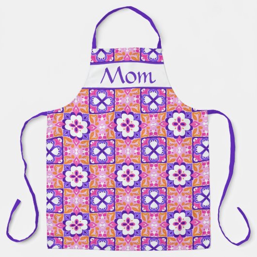 Farbenfrohe rosa und Lila Fliesenmuster im spanisc Schürze (Vorderseite)