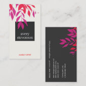 Farbenfrohe, rosa und rote Blätter Moderne Schönhe Visitenkarte (Vorne/Hinten)