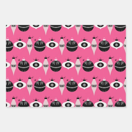 Farbenfrohe, rosa und schwarze Weihnachtspapiere Geschenkpapier Set (Vorderseite 2)