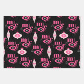 Farbenfrohe, rosa und schwarze Weihnachtspapiere Geschenkpapier Set (Vorderseite)