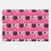 Farbenfrohe, rosa und schwarze Weihnachtspapiere Geschenkpapier Set (Vorderseite 2)