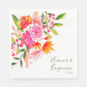 Farbenfrohe rosa Wasserfarben Gewohnte Hochzeit Serviette (Vorderseite)