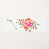 Farbenfrohe rosa Wasserfarben Personalisierte Blum Yogamatte (Vorderseite (Horizontal))