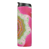 Farbenfrohe rosa, weiße und grüne Fraktal Thermosbecher (Nach rechts gedreht)