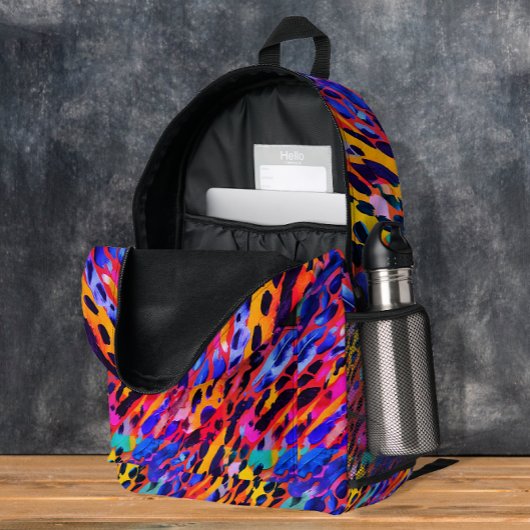 Farbenfrohe rosa Wildtierdruckfarbe Regenbogen ges Bedruckter Rucksack