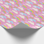 Farbenfrohe rosa Wolken und Regenbogen Geschenkpapier (Ecke)