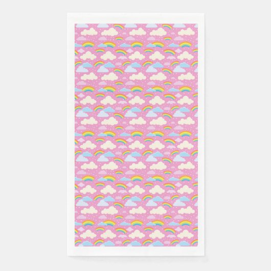 Farbenfrohe rosa Wolken und Regenbogen Serviette (Vorderseite)