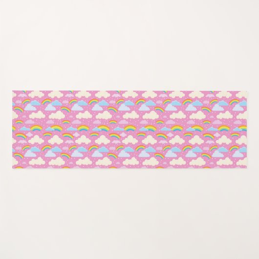 Farbenfrohe rosa Wolken und Regenbogen Yogamatte (Vorderseite (Horizontal))