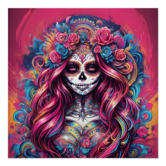 Farbenfrohe rosa Zucker Möwe Nr. c5 Glossy Poster (Vorderseite)