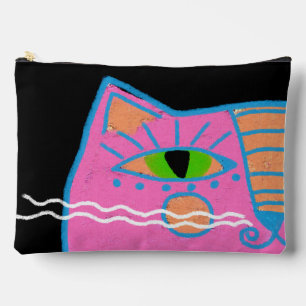 Farbenfrohe rosafarbene Katze Abstrakt Art Zubehörtasche