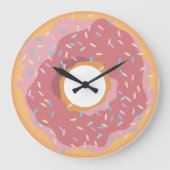 Farbenfrohe rosafarbene, pastellfarbene Donuts & S Große Wanduhr (Vorderseite)