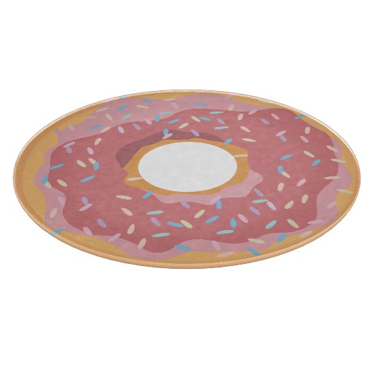 Farbenfrohe rosafarbene, pastellfarbene Donuts & S Schneidebrett (Ecke)