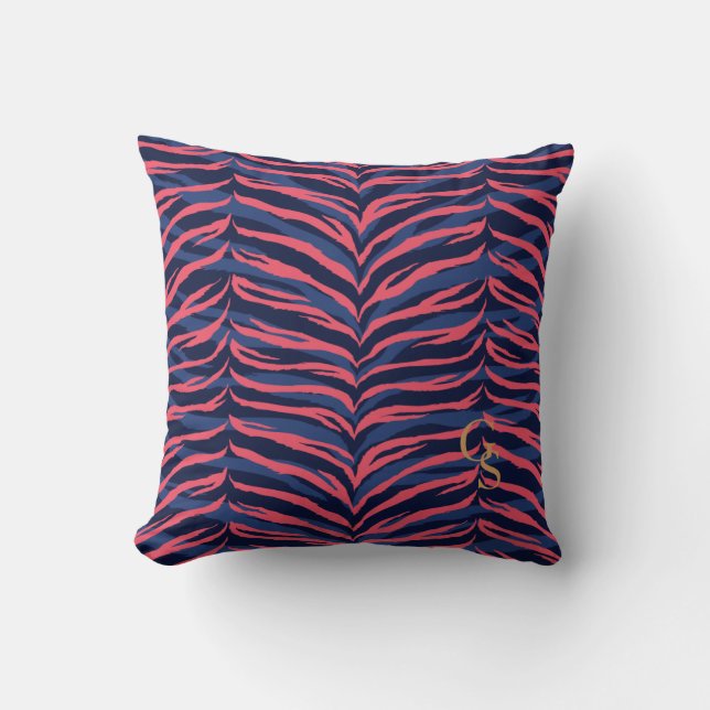 Farbenfrohe rosafarbene Zebra Kissen (Vorderseite)