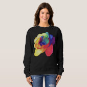 Farbenfrohe Rose auf Schwarz-Flora Sweatshirt (Vorne ganz)