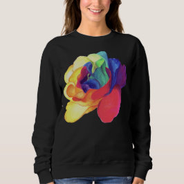 Farbenfrohe Rose auf Schwarz-Flora Sweatshirt