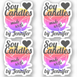 Farbenfrohe Rose aus Herz-Blumenstrauß-Kerzen Aufkleber