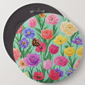 Farbenfrohe Rose Blumen/Frühling Button (Vorne & Hinten)