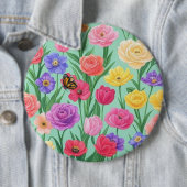 Farbenfrohe Rose Blumen/Frühling Button (Beispiel)