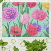 Farbenfrohe Rose Blumen/Frühling Geschirrtuch (Gefaltet)