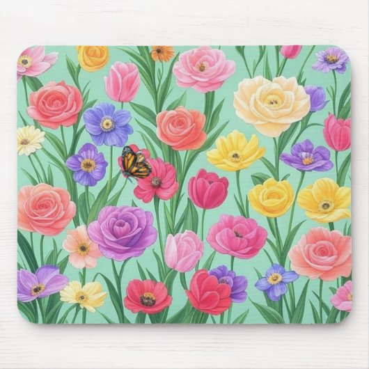Farbenfrohe Rose Blumen/Frühling Mousepad (Vorne)