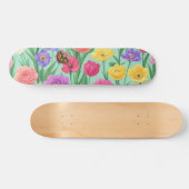 Farbenfrohe Rose Blumen/Frühling Skateboard (Horizontal)