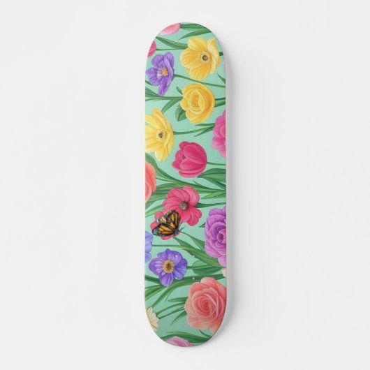 Farbenfrohe Rose Blumen/Frühling Skateboard (Vorne)