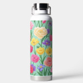 Farbenfrohe Rose Blumen/Frühling Trinkflasche (Rückseite)