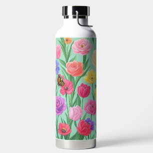 Farbenfrohe Rose Blumen/Frühling Trinkflasche