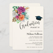 Farbenfrohe Rose Blumenstrauß Einladung (Vorne/Hinten)