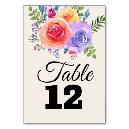 Farbenfrohe Rose Blumentisch Tischnummer