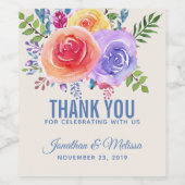 Farbenfrohe Rose Blumenzwiebelblume Vielen Dank Weinetikett (Einzelnes Label)