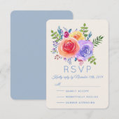 Farbenfrohe Rose Blumenzwiebeln RSVP Karte (Vorne/Hinten)