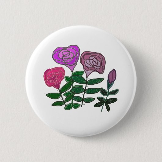 Farbenfrohe Rose Button (Vorderseite)