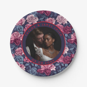 Farbenfrohe Rose Custom Wedding Teller für Danke