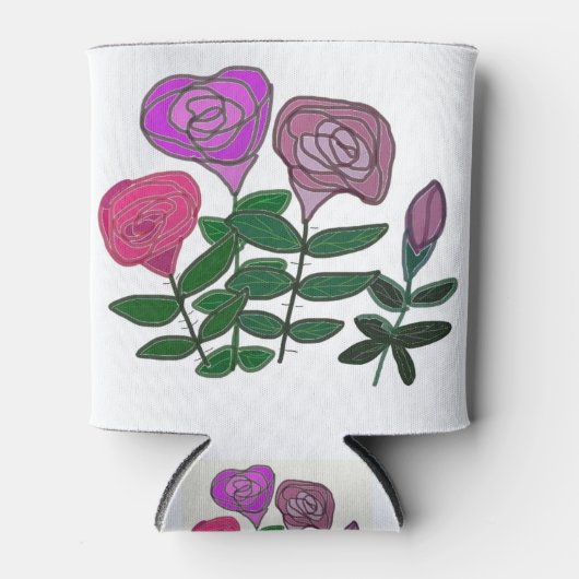 Farbenfrohe Rose Dosenkühler (Vorderseite)